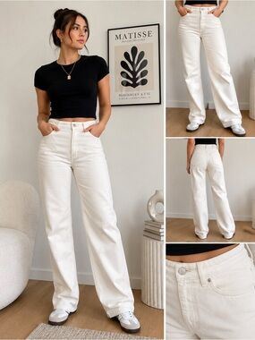 WEEKDAY Row White Wide Leg Jeans – Women’s Size 26/30